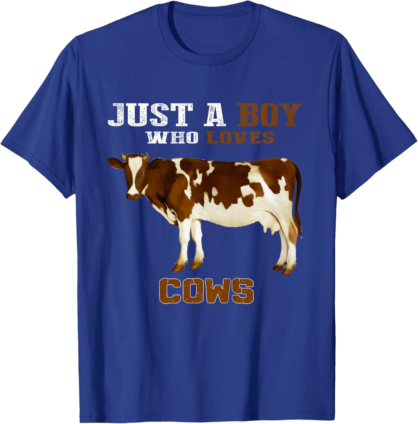 Kids Just A Boy Who Loves Cows Animal Farm T-Shirt - T-Shirt | Royal
