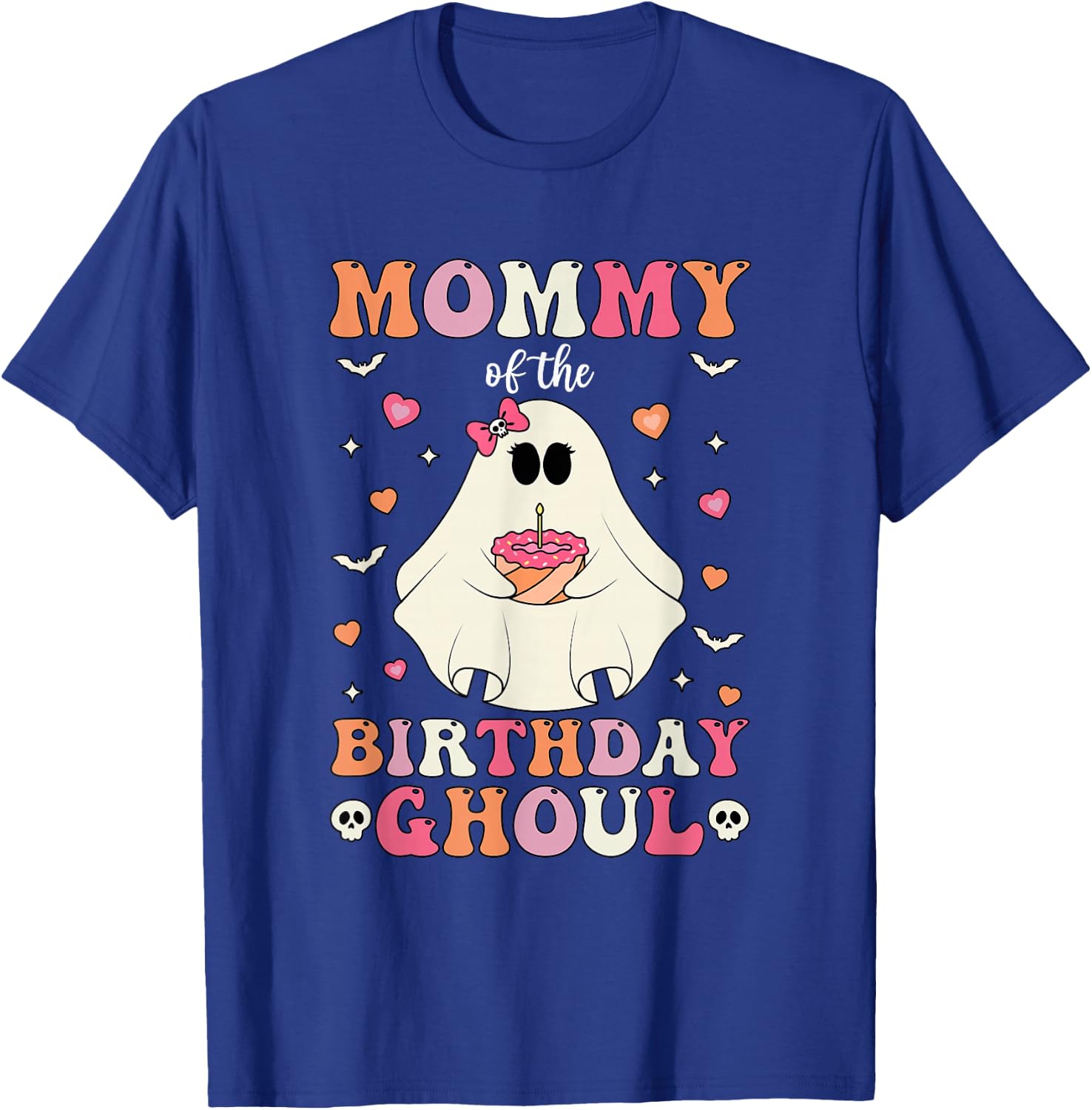 Mommy Of The Birthday Ghoul Groovy Halloween Ghost 2024 T-Shirt - T-Shirt | Royal