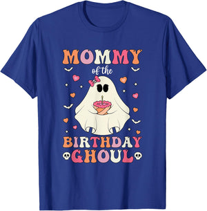 Mommy Of The Birthday Ghoul Groovy Halloween Ghost 2024 T-Shirt - T-Shirt | Royal