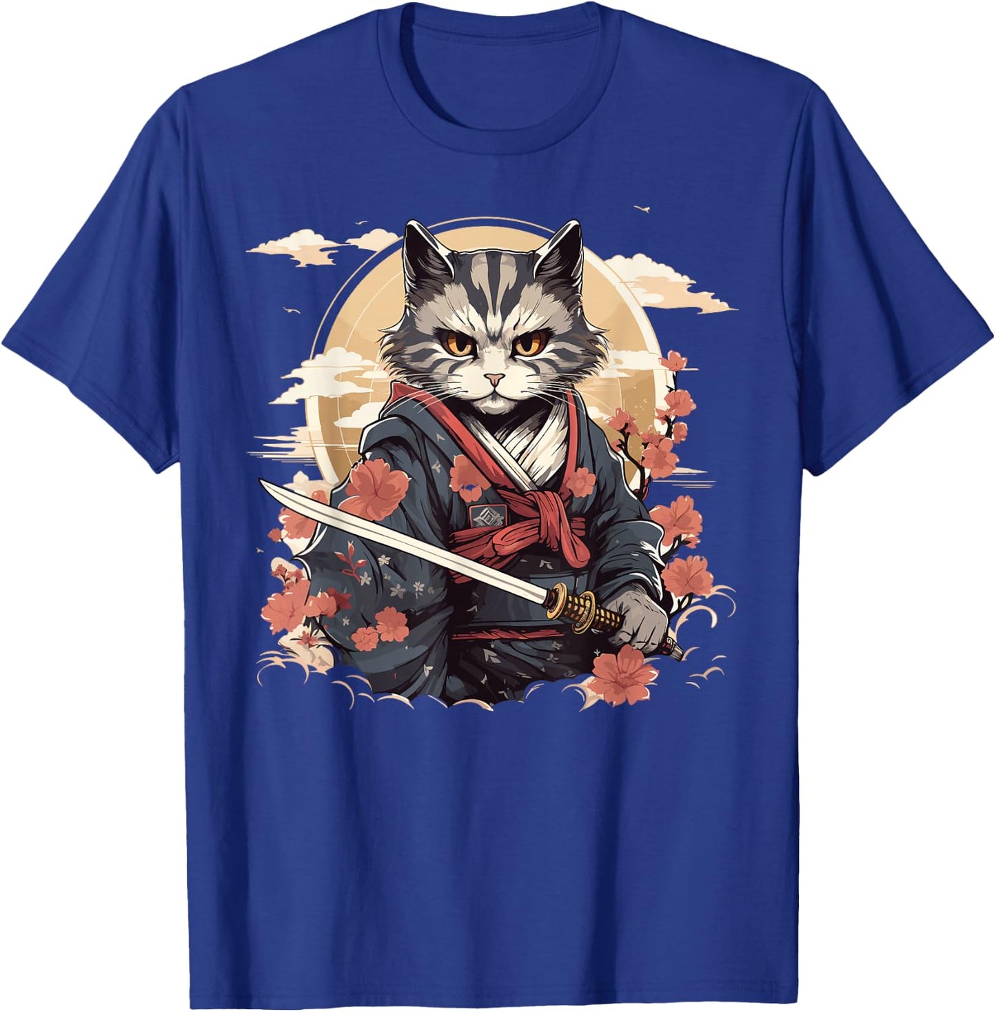 Samurai Cat Warrior Japanische Ninja Katze Kawaii T-Shirt - T-Shirt | Royal