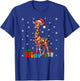 Giraffe Ugly Xmas Lights Santa Hat Giraffe Christmas T-Shirt - T-Shirt | Royal
