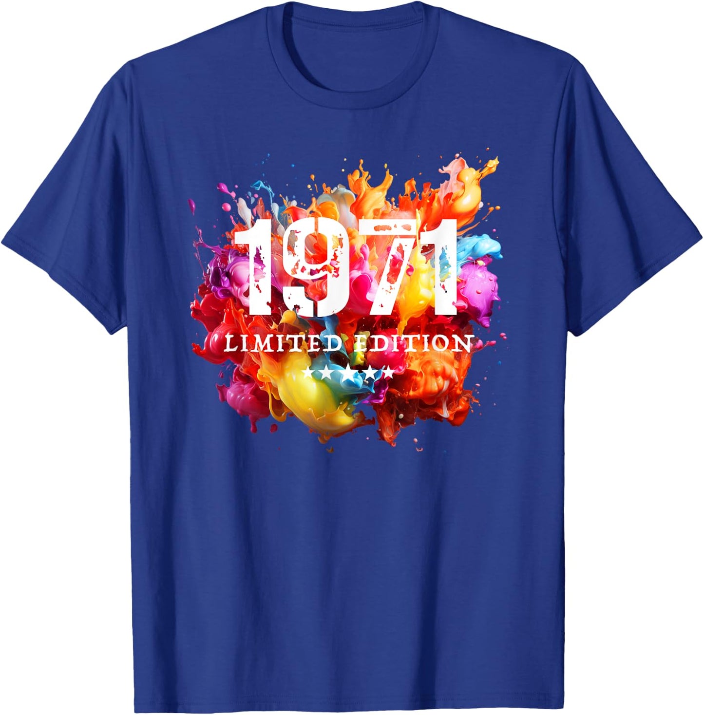 1971 Birth Year Limited Edition Birthday Number 5 Star , black T-Shirt - T-Shirt | Royal