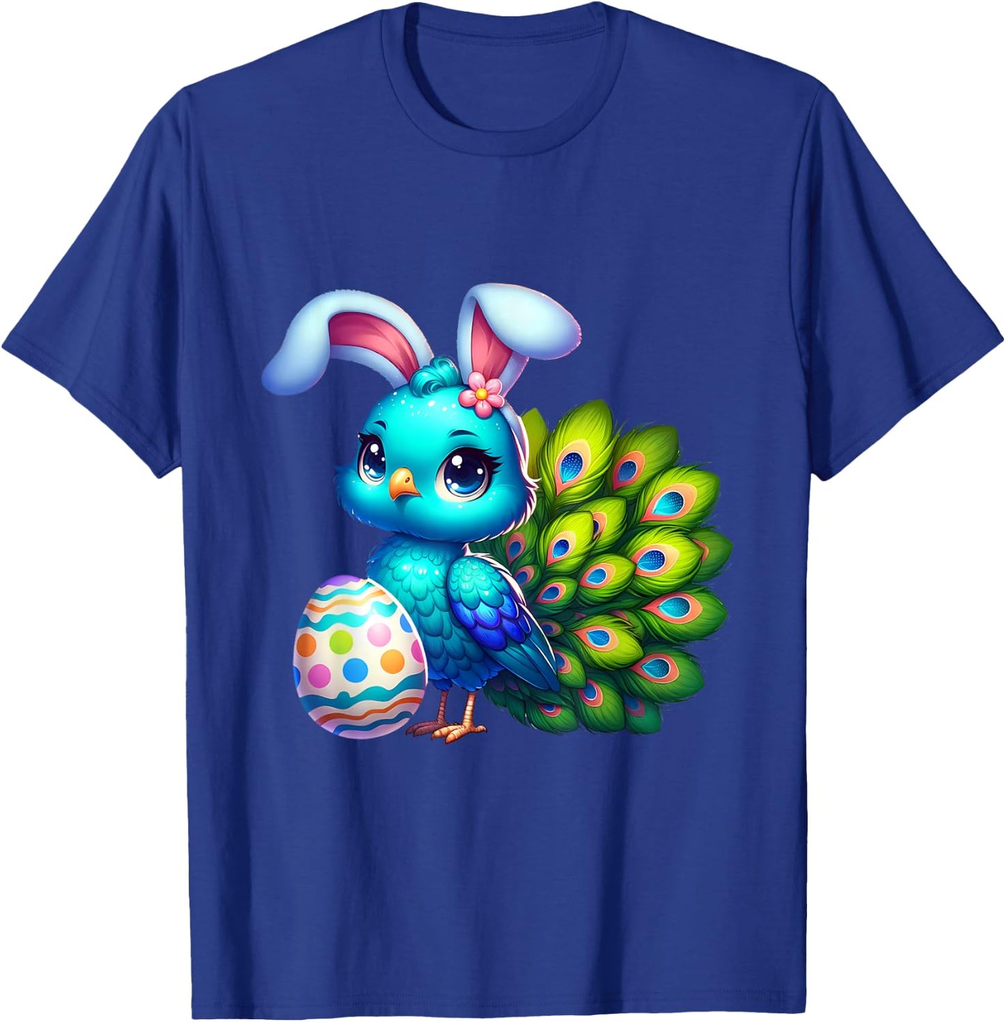 Funny Easter Peacock Lover Egg Eggs Bunny Rabbit Men Women T-Shirt - T-Shirt | Royal