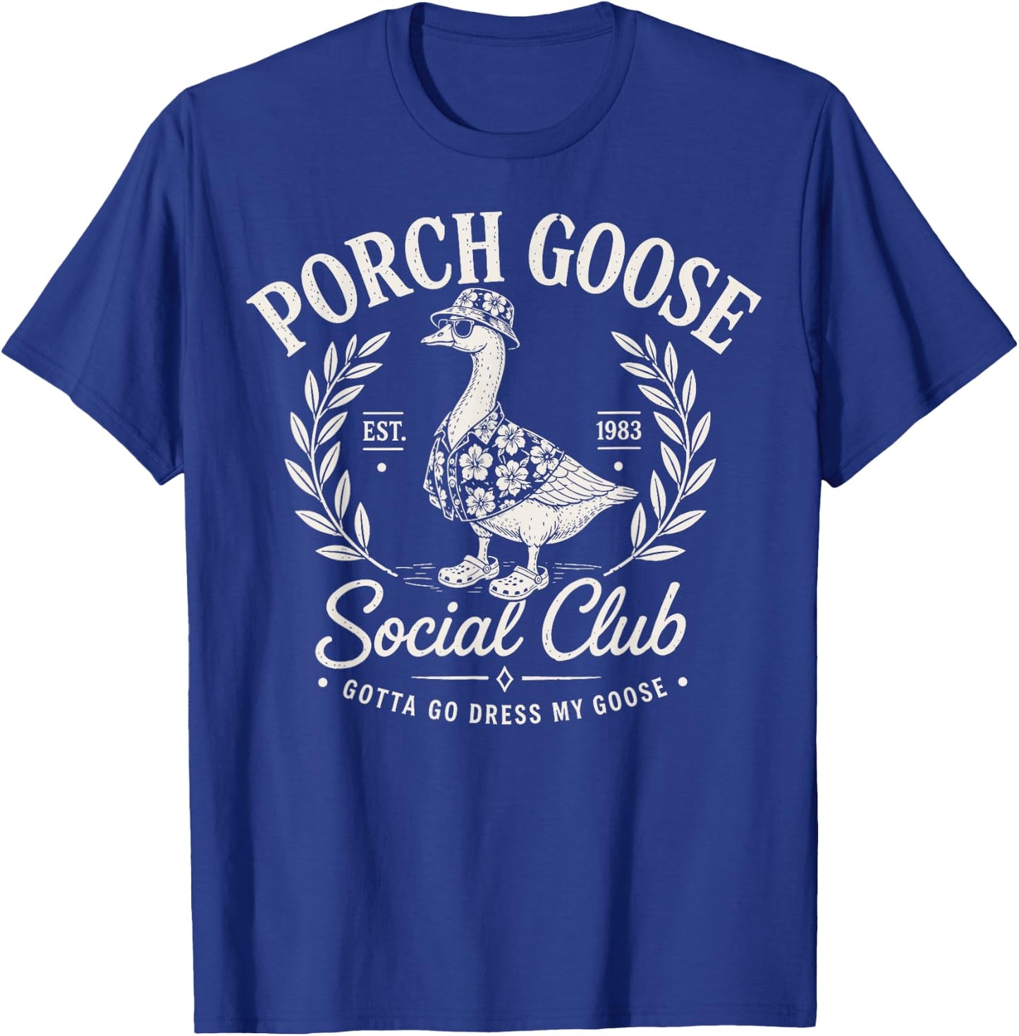 Porch Goose Social Club Funny Vintage Retro T-Shirt - T-Shirt | Royal