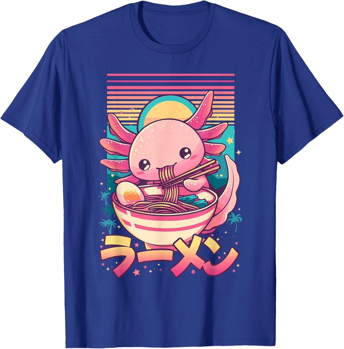 Anime Axolotl Eating Ramen Retro Kawaii Axolotl Ramen T-Shirt - T-Shirt | Royal