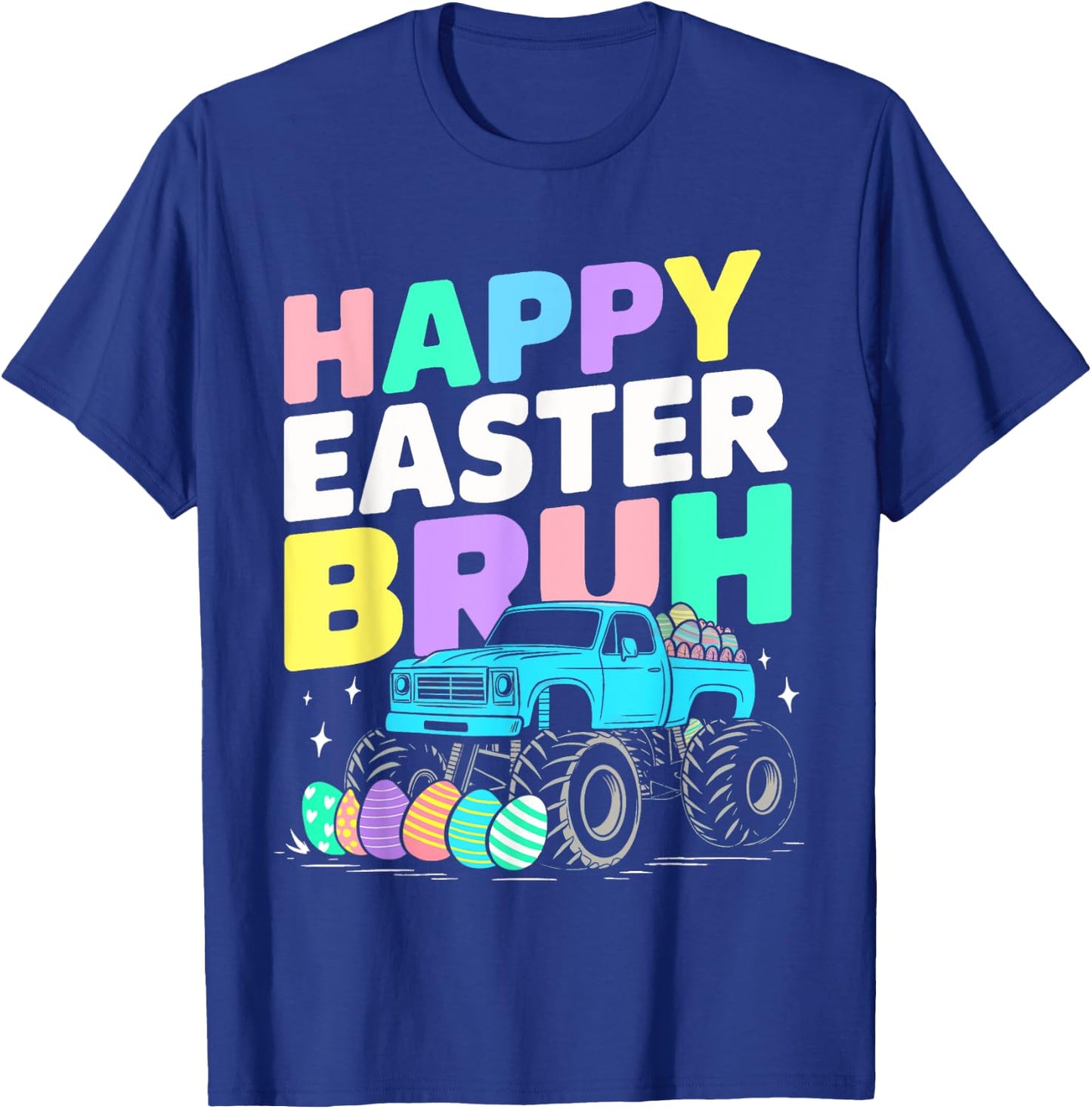 Bruh Easter Shirts for Boys Kids Monster Truck Eggs T-Shirt - T-Shirt | Royal