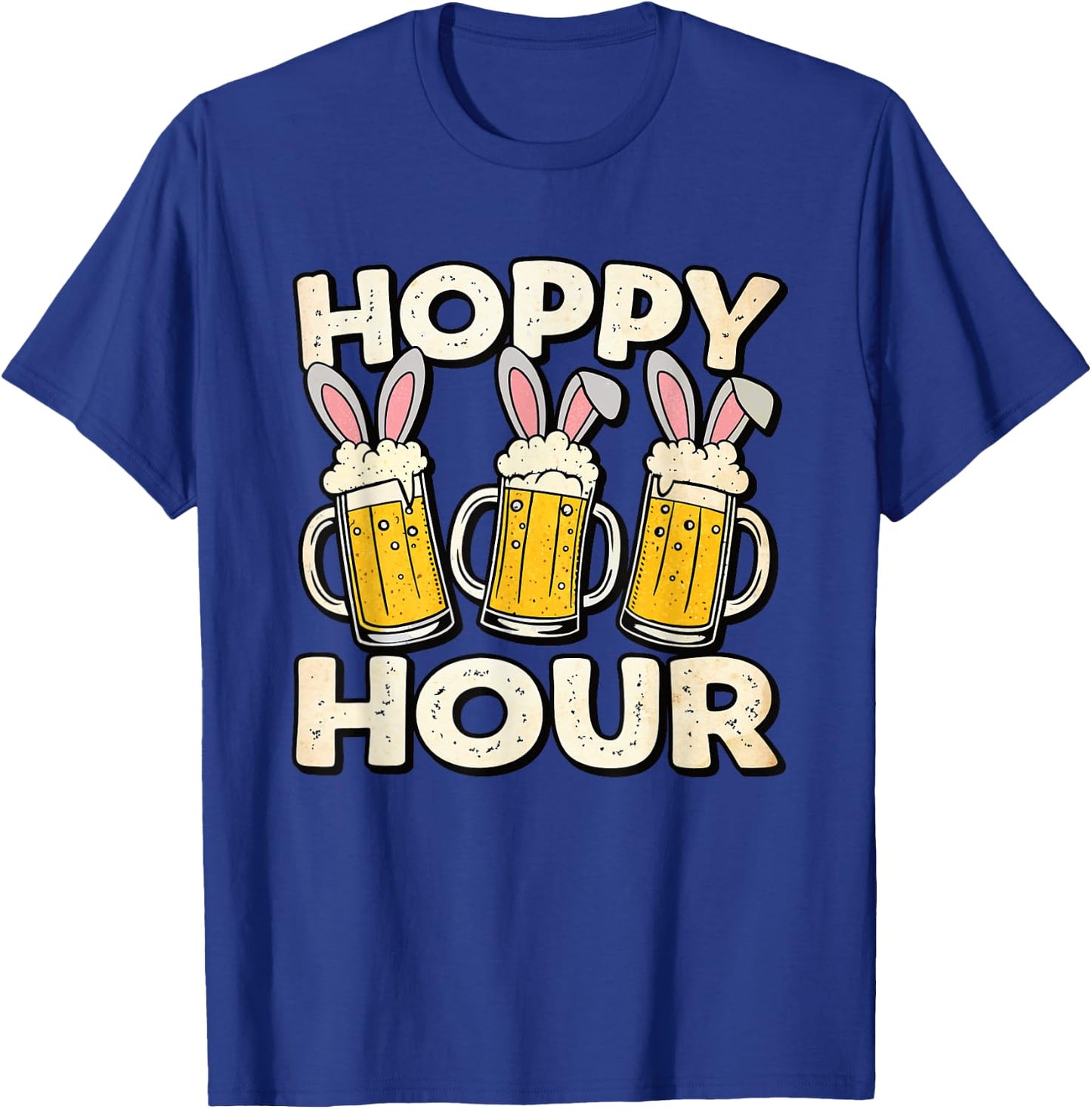 Hoppy Hour Funny Easter Beer Mug Bunny Ears Drinking Party T-Shirt - T-Shirt | Royal