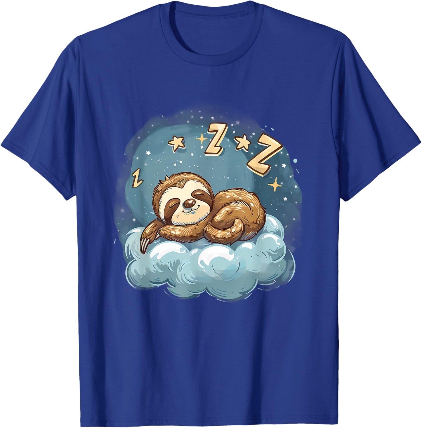 Sloth Sleeping Cloud Napping Artwork Cute Sloth Sleeping T-Shirt - T-Shirt | Royal