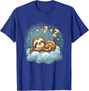 Sloth Sleeping Cloud Napping Artwork Cute Sloth Sleeping T-Shirt - T-Shirt | Royal
