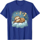 Sloth Sleeping Cloud Napping Artwork Cute Sloth Sleeping T-Shirt - T-Shirt | Royal
