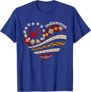 Indigenous Native American Blood Red Hand Heart Shape T-Shirt - T-Shirt | Royal