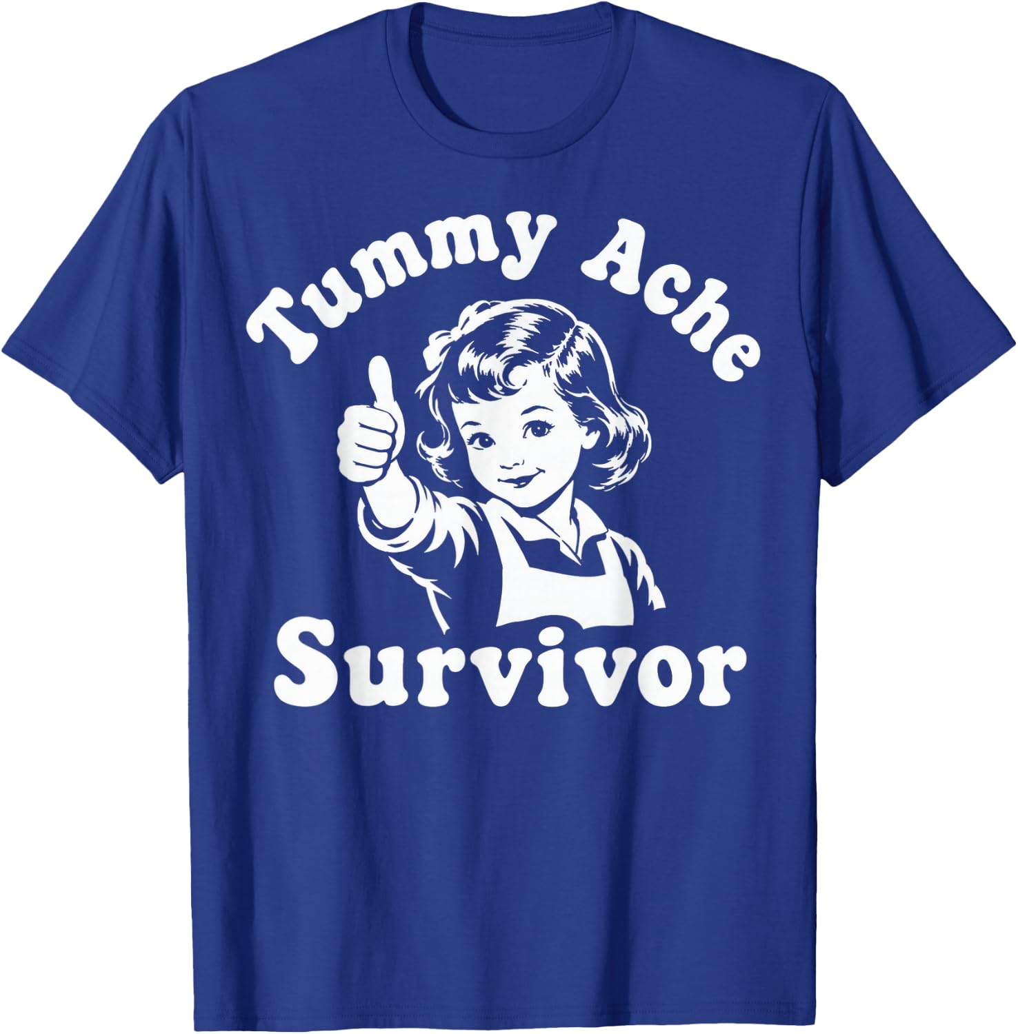 Tummy Ache Survivor Funny Retro Stomach Humor T-Shirt - T-Shirt | Royal