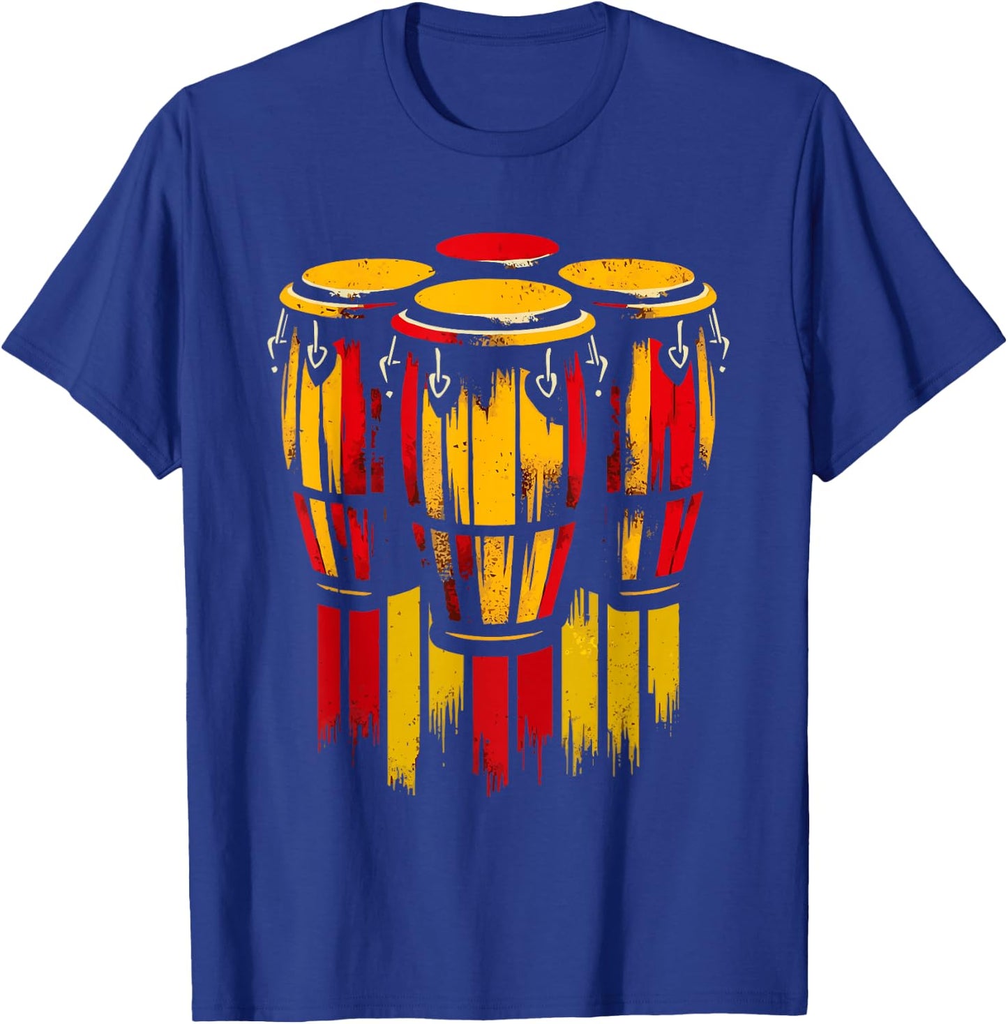 Vibrant Red Yellow Bongos Drums Graphic T-Shirt - T-Shirt | Royal