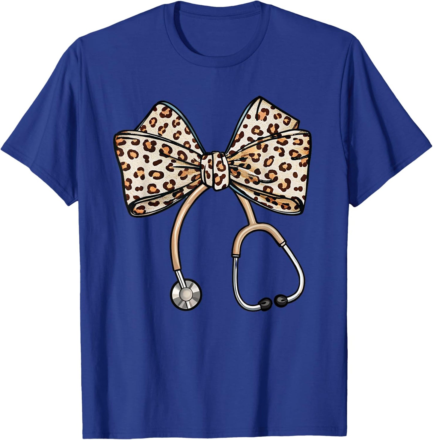 Coquette Nurse Stethoscope Leopard Coquette Bow Aesthetic T-Shirt - T-Shirt | Royal
