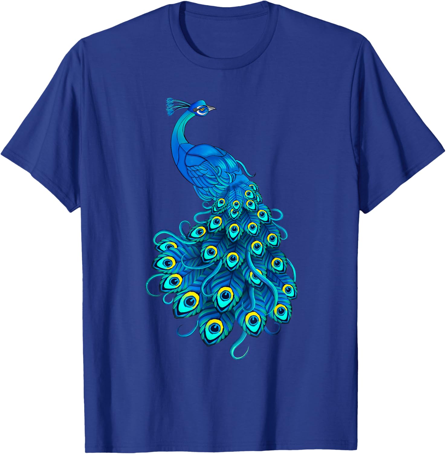 Blue Peacock Print Teal Feathers Bird Lover Men Women Gifts T-Shirt - T-Shirt | Royal