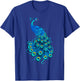 Blue Peacock Print Teal Feathers Bird Lover Men Women Gifts T-Shirt - T-Shirt | Royal