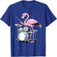 Drummer Flamingo Drumming Player Playing Drums Drumset T-Shirt - T-Shirt | Royal