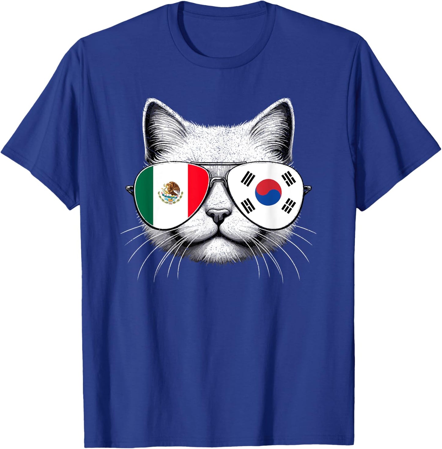 Mexican Korean Flag Funny Cat Mexico South Korea T-Shirt - T-Shirt | Royal