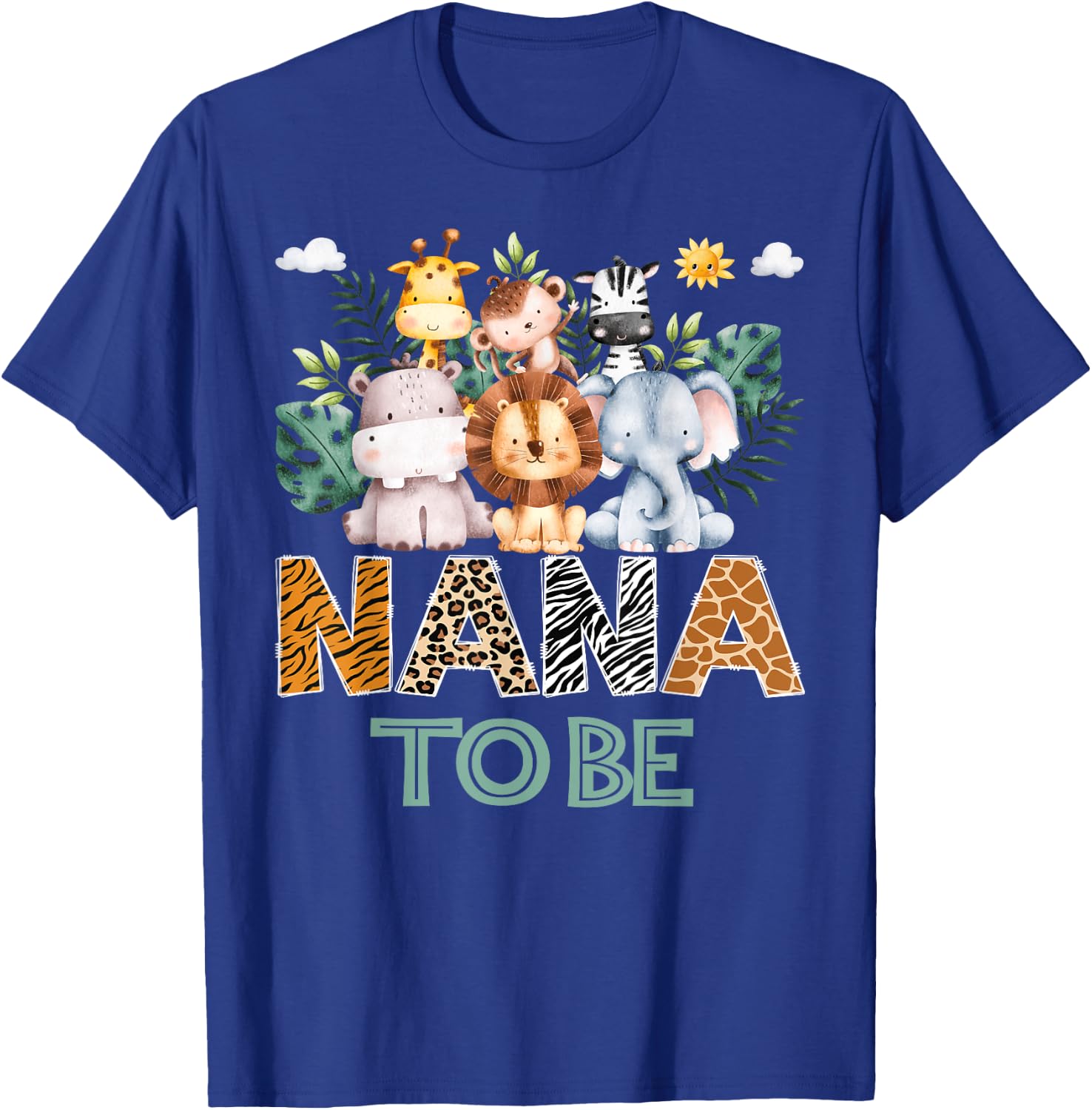 Soon To Be Nana Jungle Animal Safari Gender Reveal T-Shirt - T-Shirt | Royal