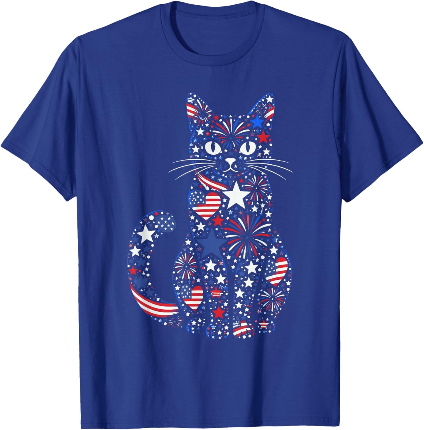 250th Anniversary USA 2026 American Flag Patriotic Cat T-Shirt - T-Shirt | Royal