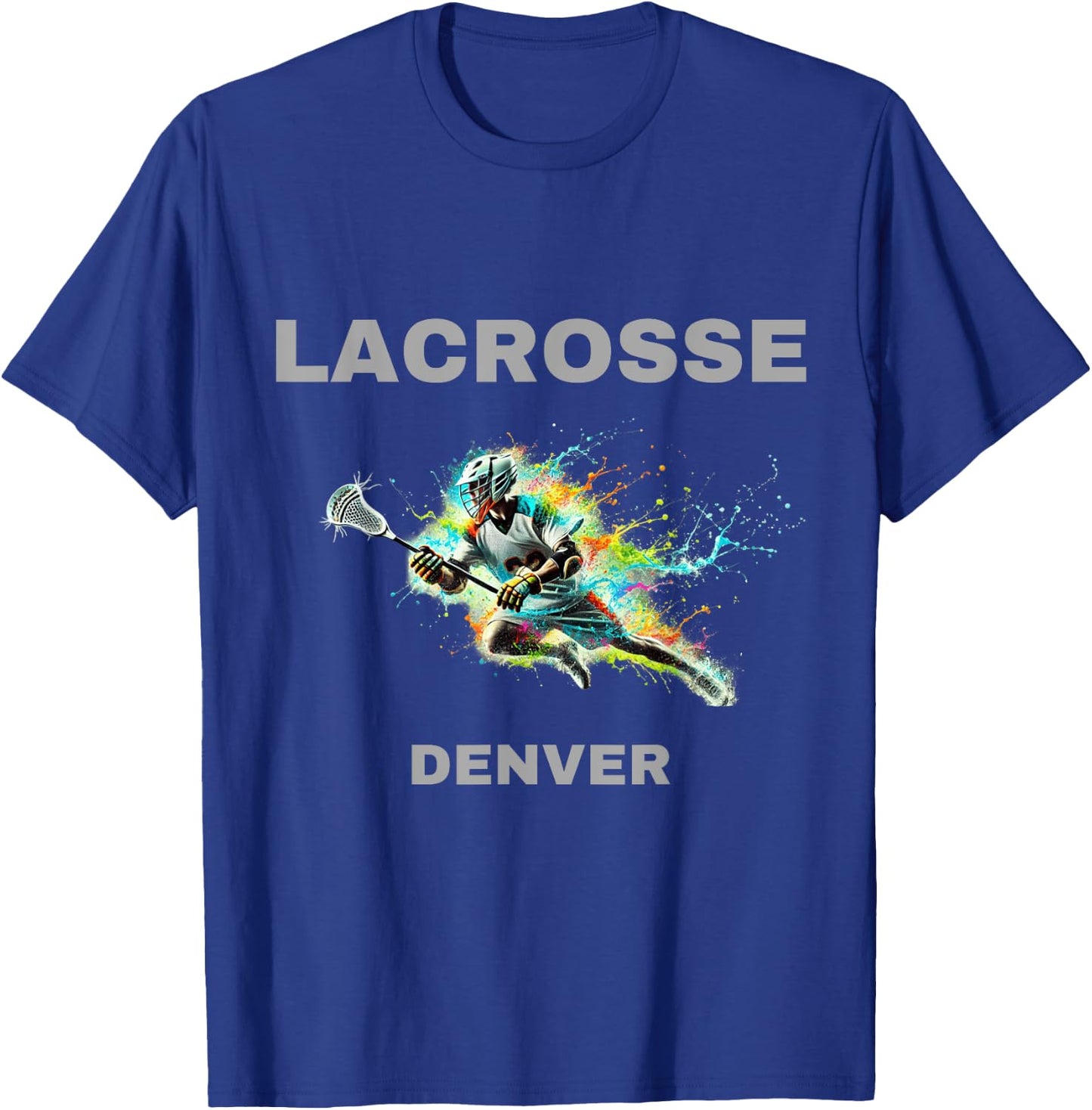 Colorful Lacrosse Player - Denver T-Shirt - T-Shirt | Royal