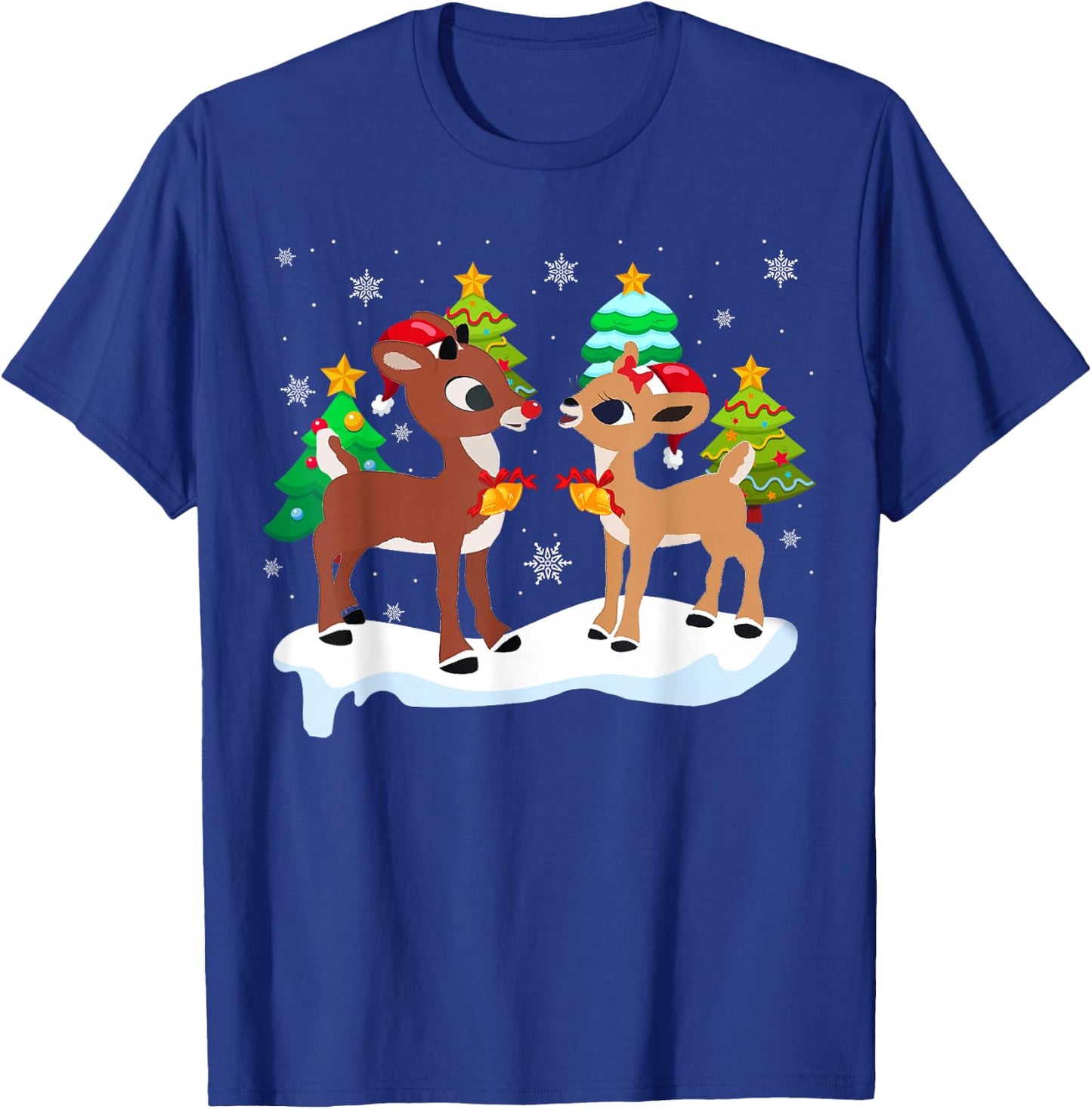 Red Nose Reindeer and Clarice Christmas Tree Kids Girls T-Shirt - T-Shirt | Royal