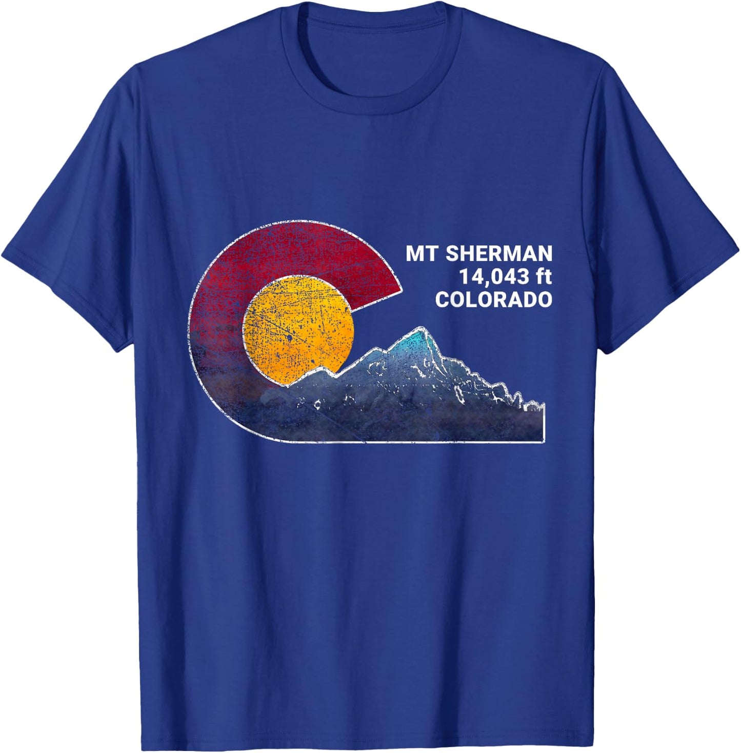 Mount Sherman Colorado Flag Inspired T-Shirt - T-Shirt | Royal