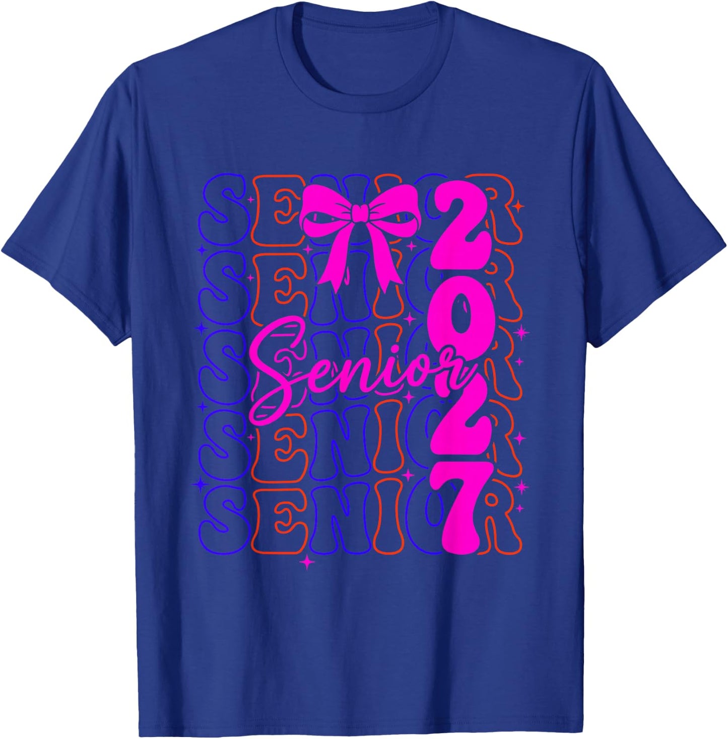 Senior Class of 2027 Coquette Bow Graduation T-Shirt - T-Shirt | Royal