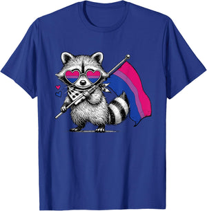 Funny Cute Raccoon Flag Bisexual Brainbow LGBT Pride Month T-Shirt - T-Shirt | Royal