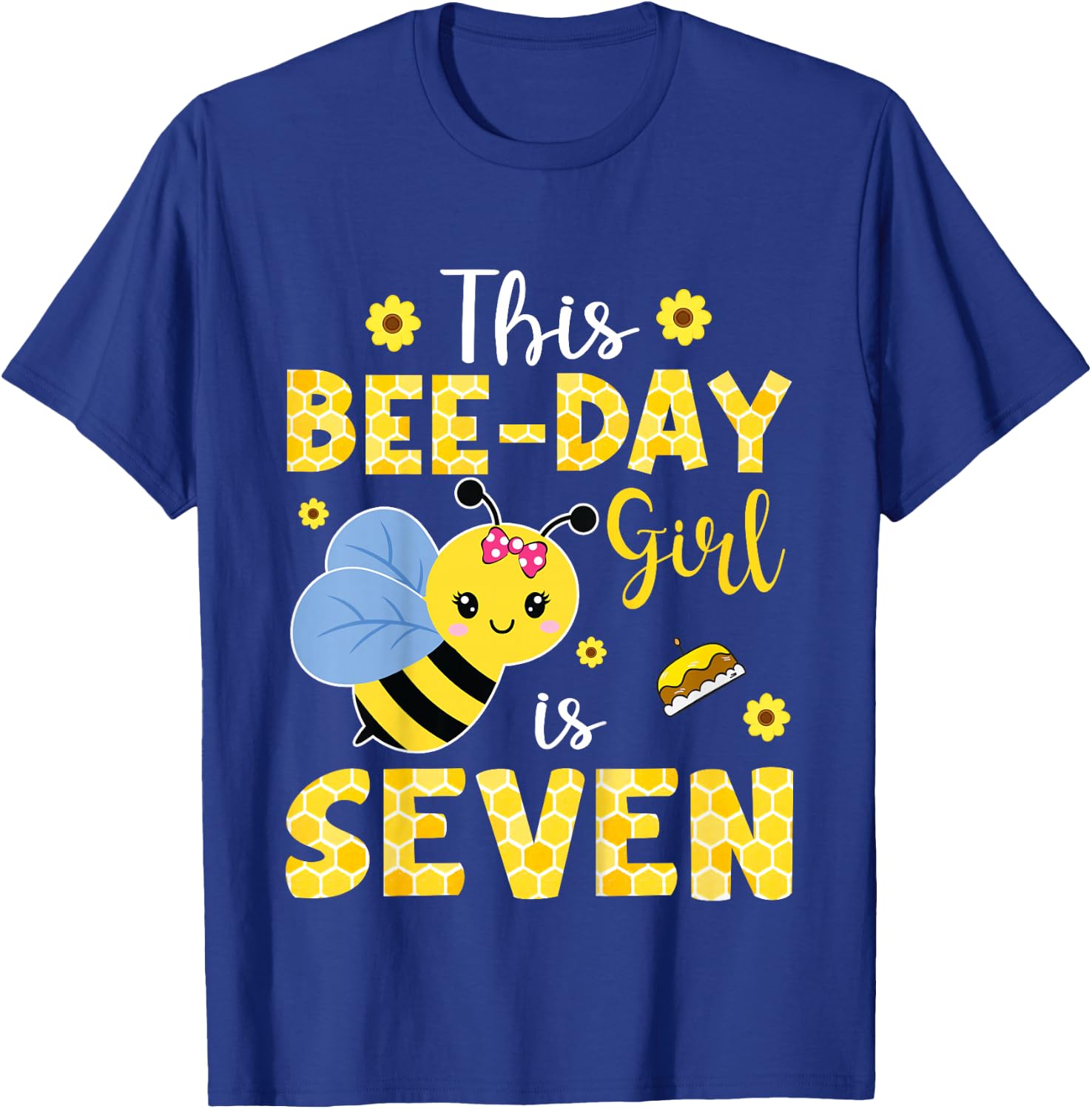 This Bee-Day Girl Is Seven 7 Years Old 7th Birthday Kids T-Shirt - T-Shirt | Royal
