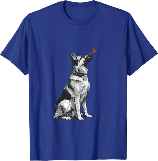 German Shepherd with Butterfly T-Shirt - T-Shirt | Royal