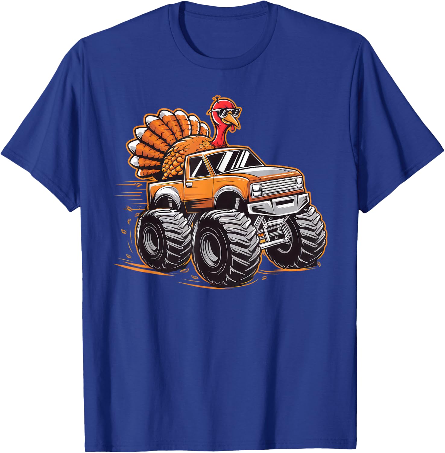 Monster Truck Thanksgiving Turkey Kids Boys Toddlers T-Shirt - T-Shirt | Royal