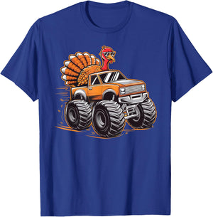 Monster Truck Thanksgiving Turkey Kids Boys Toddlers T-Shirt - T-Shirt | Royal