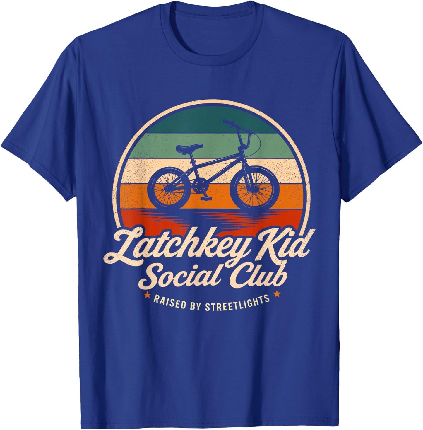 Retro Latchkey Kid Social Club Raised By Streetlights T-Shirt - T-Shirt | Royal