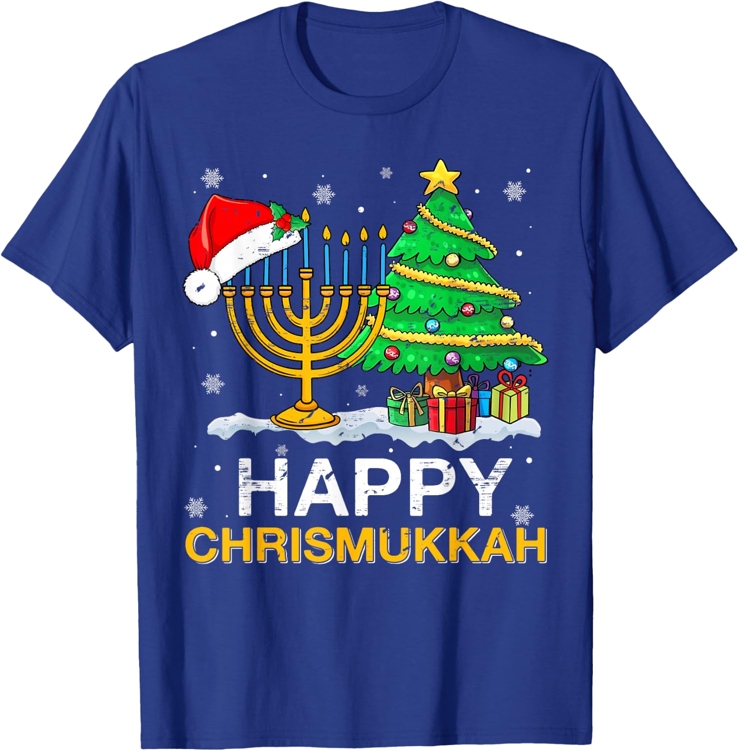 Happy Chrismukkah Jewish Christmas Hanukkah Holiday Chanukah T-Shirt - T-Shirt | Royal