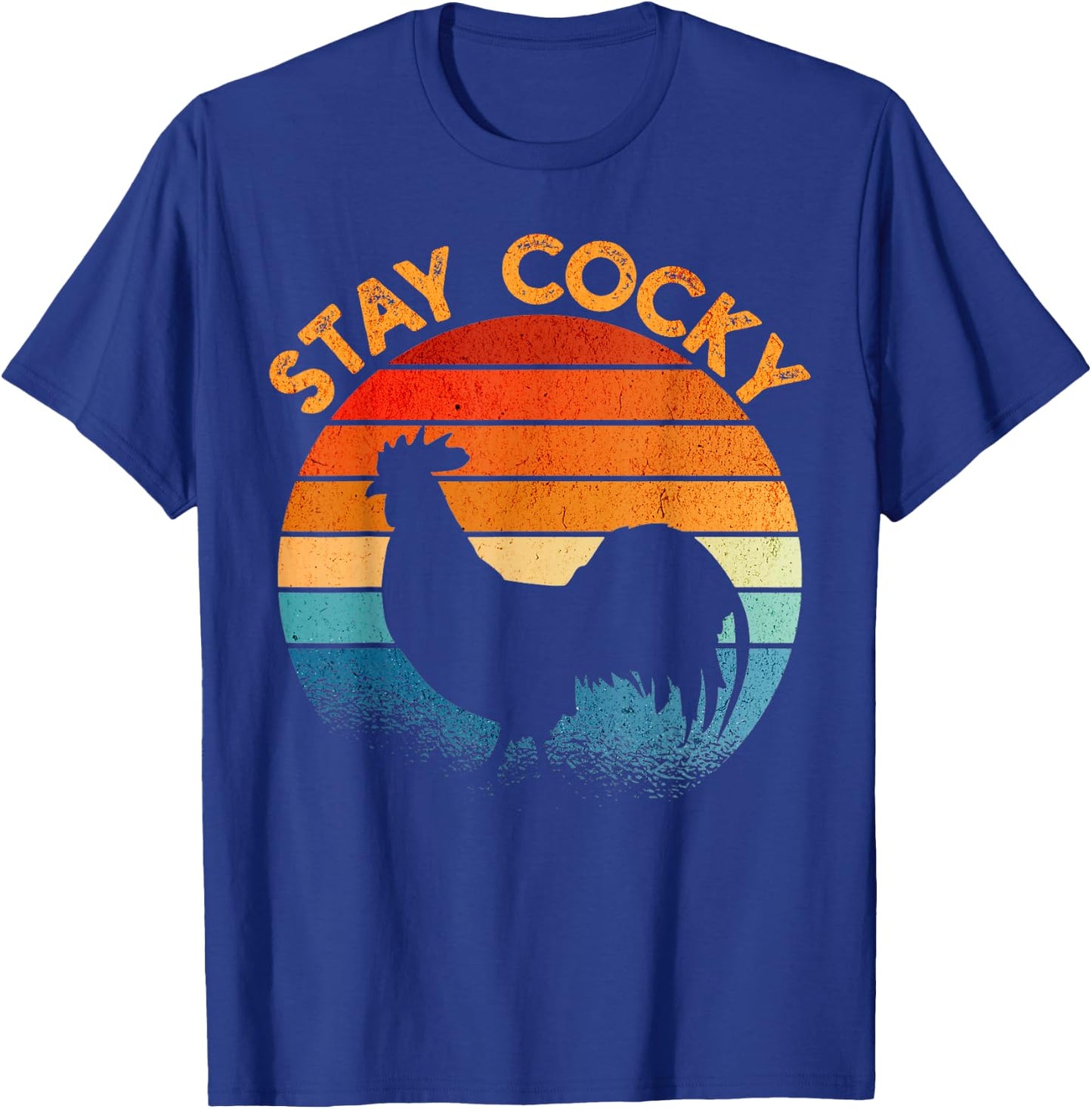 Stay Cocky Rooster Retro Sunset T-Shirt - T-Shirt | Royal