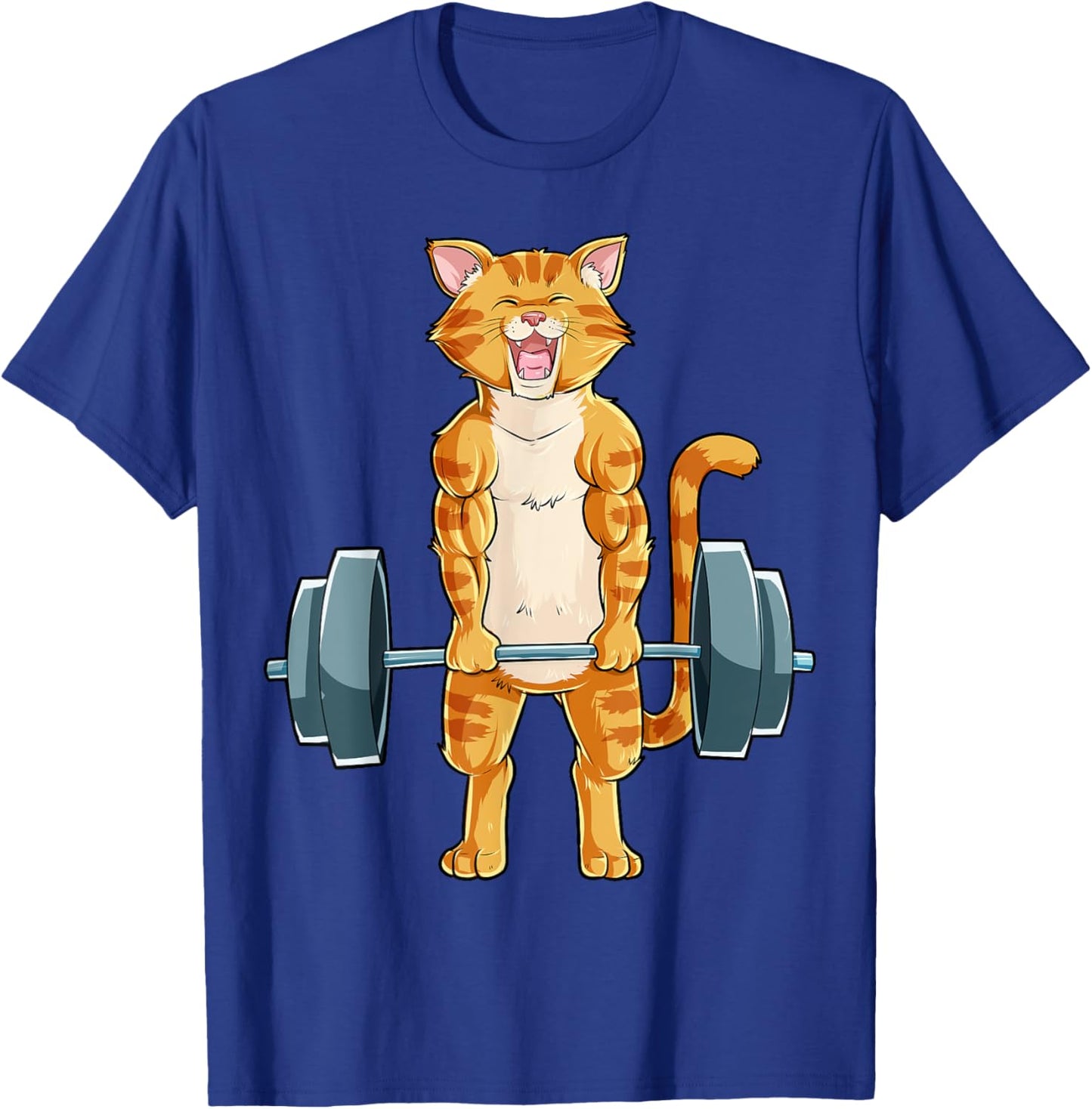 Cat Weightlifting Powerlifting Deadlift Fitness Gym Workout Men Women Girls Kids T-Shirt - T-Shirt | Royal
