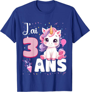 3 Year Old Unicorn Girl Birthday 3 Years I Ai 3 Years , Black, 2 T-Shirt - T-Shirt | Royal