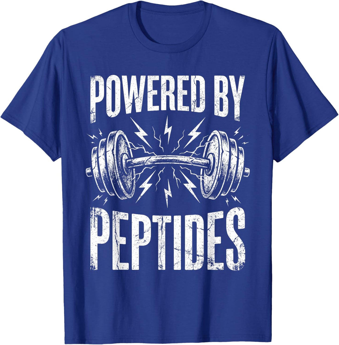Powered By Peptides Bodybuilding Workout Weightlifting Gym T-Shirt - T-Shirt | Royal