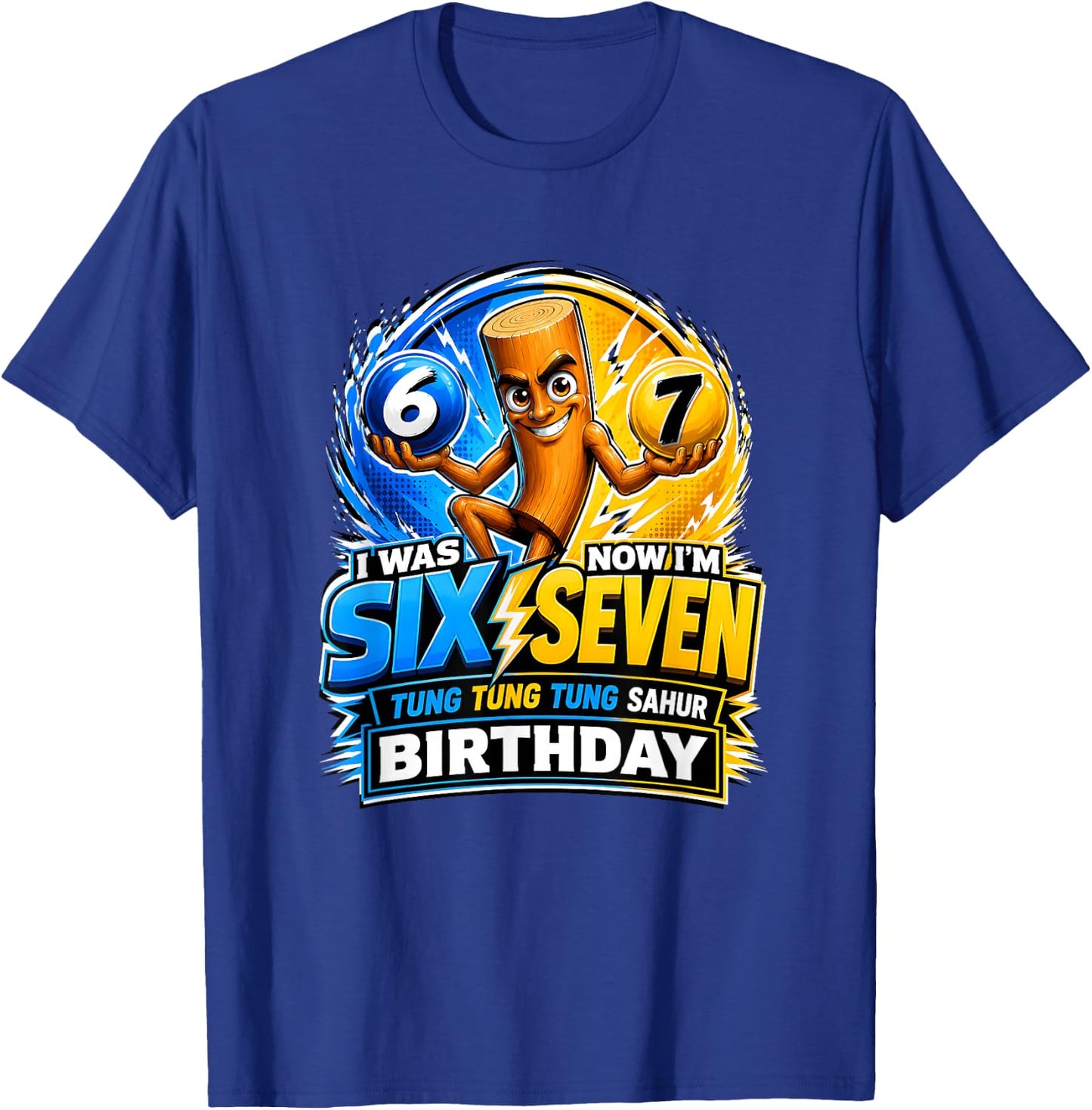 Funny 7th Birthday 67 Brainrot Meme Tung Tung Tung Sahur T-Shirt - T-Shirt | Royal
