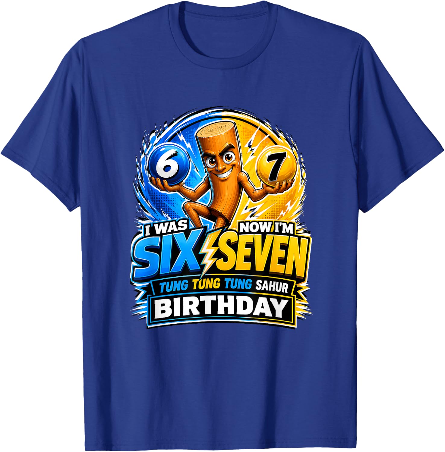 Funny 7th Birthday 67 Brainrot Meme Tung Tung Tung Sahur T-Shirt - T-Shirt | Royal