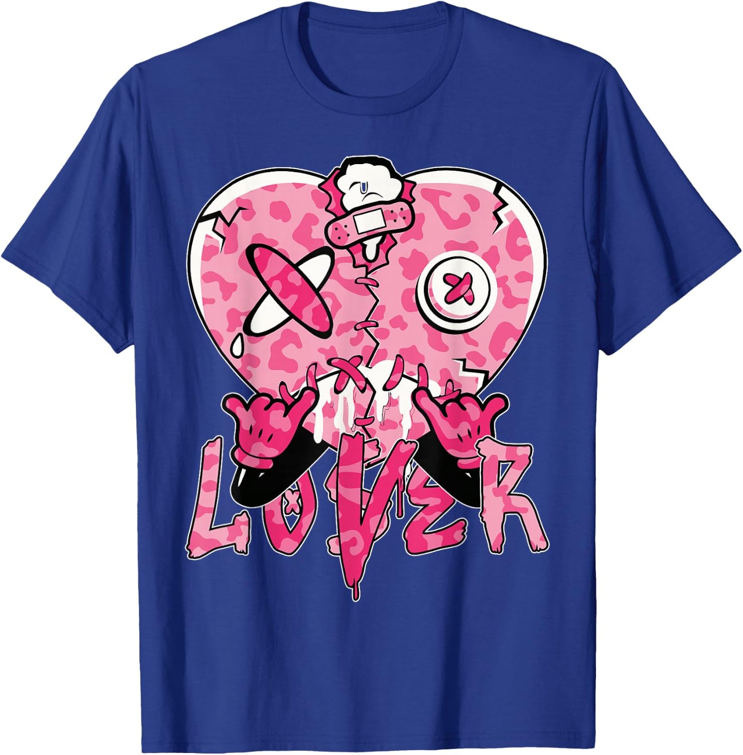 Funny Pink Loser Lover Pink Drip Heart Leopard Women T-Shirt - T-Shirt | Royal