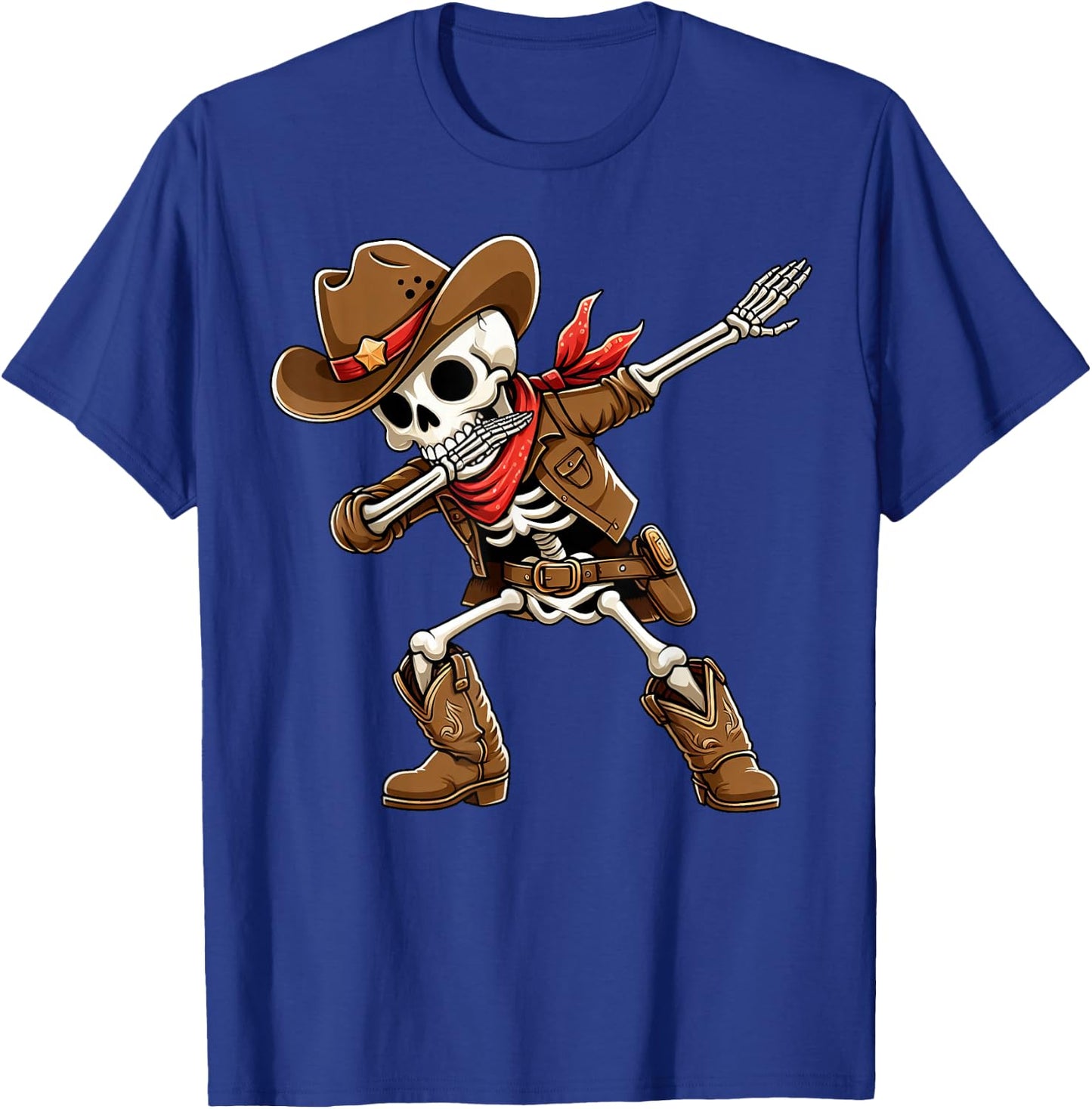 Funny Dabbing Skeleton Cowboy Halloween Costume Kids Boys T-Shirt - T-Shirt | Royal