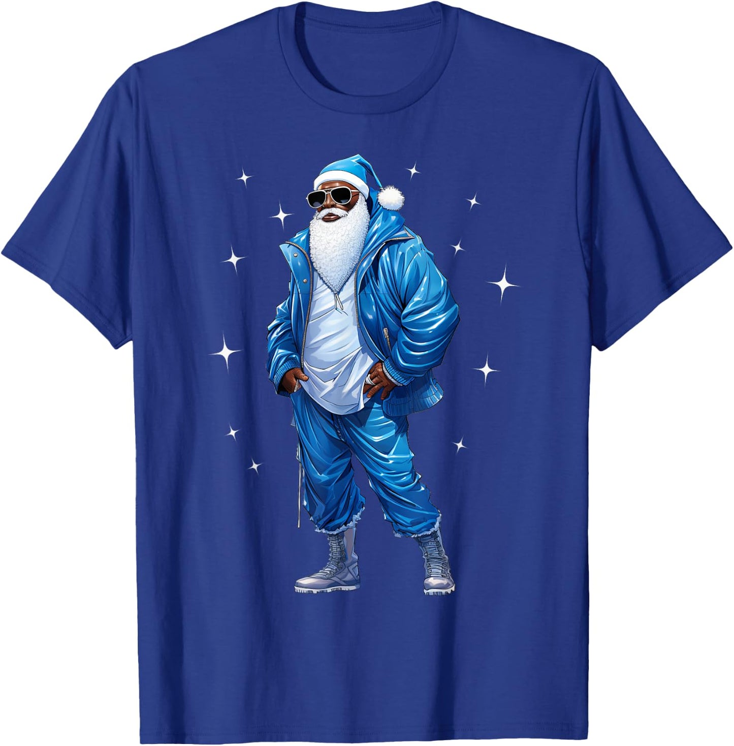 African American Santa Christmas Pajama Cool Black X-Mas T-Shirt - T-Shirt | Royal