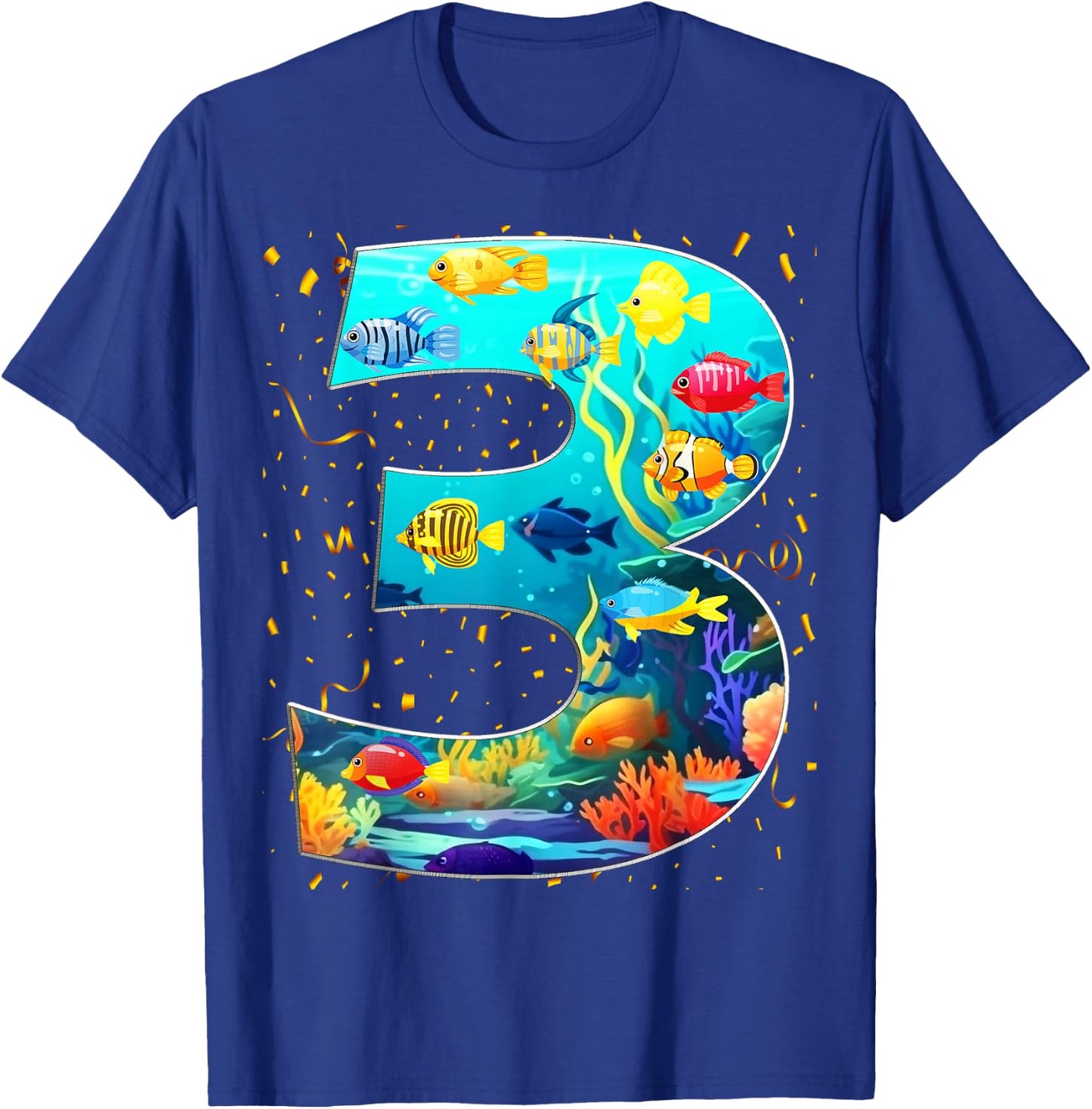 3rd Birthday Party 3 Year Old Sea Fish Aquarium Birthday Boy T-Shirt - T-Shirt | Royal