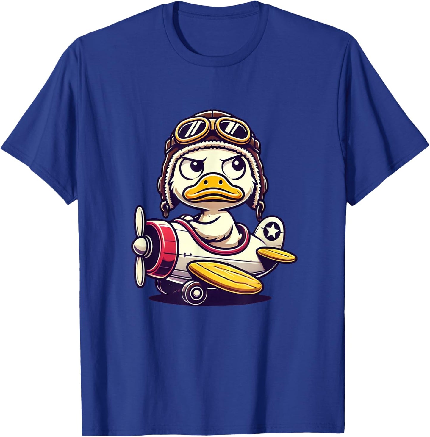 Funny Duck Pilot Cute Duck In Airplane Aviation Humor , Black, S T-Shirt - T-Shirt | Royal