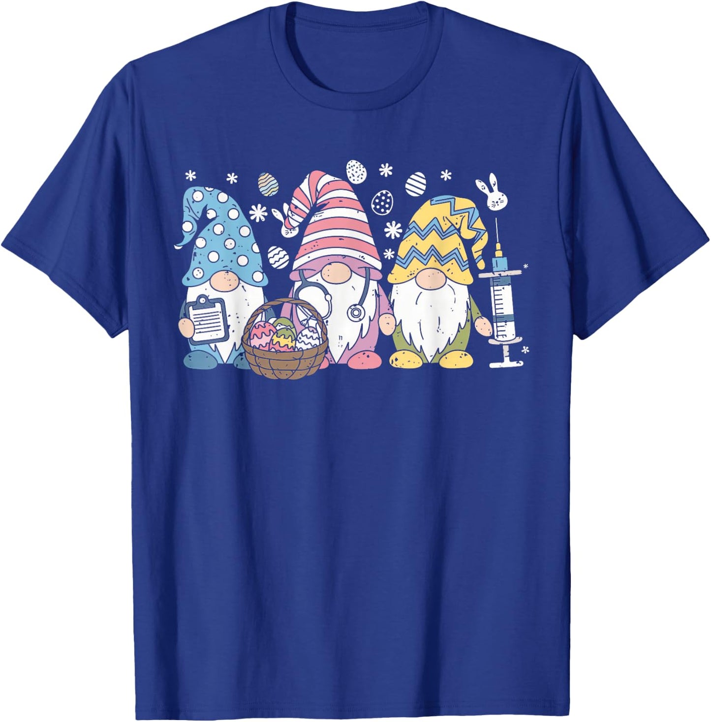 Nurse Gnomes Stethoscope Eggs Easter Scrub RN ICU Women T-Shirt - T-Shirt | Royal