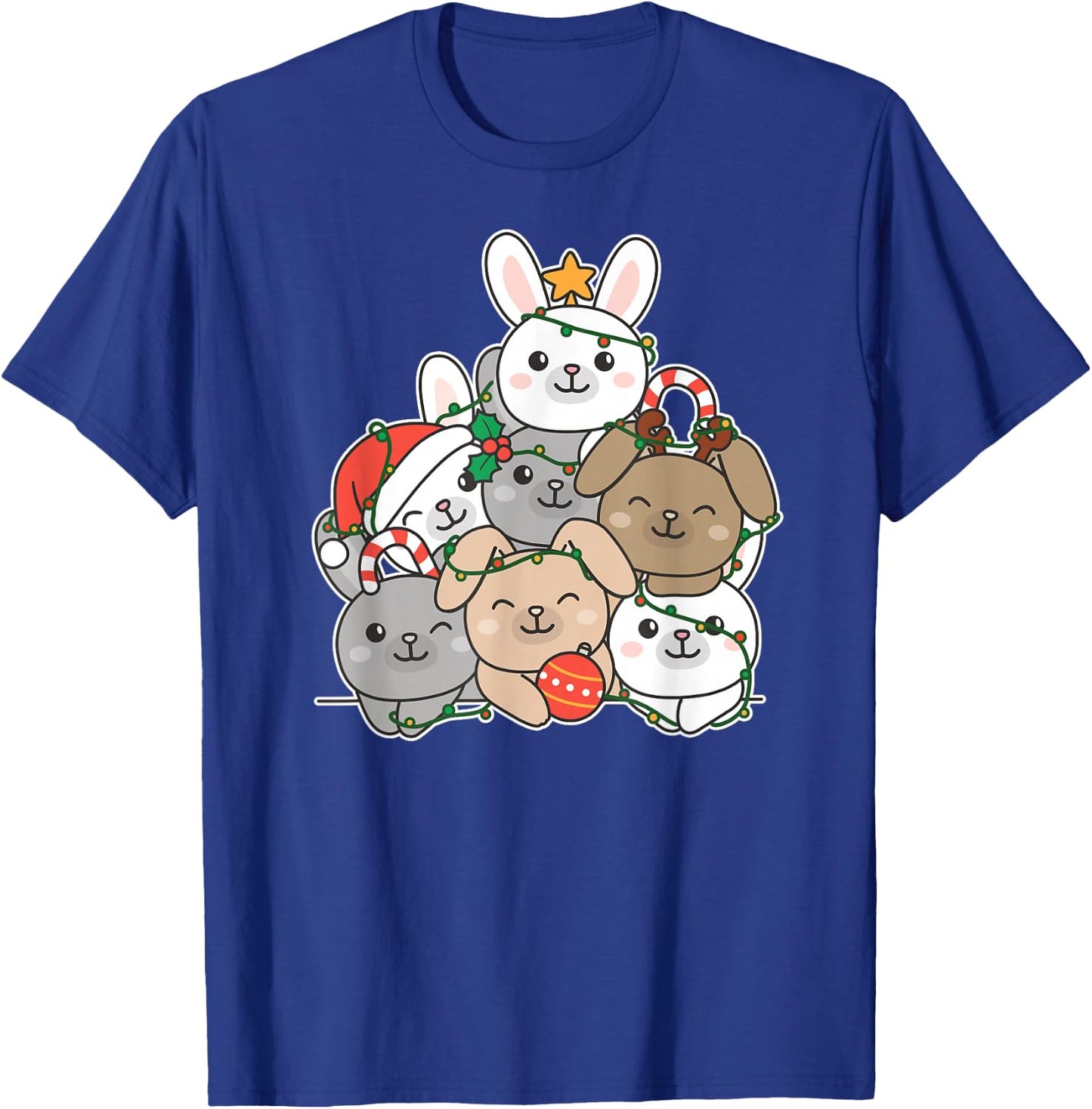 Bunny Christmas Tree Funny Animal Christmas T-Shirt - T-Shirt | Royal