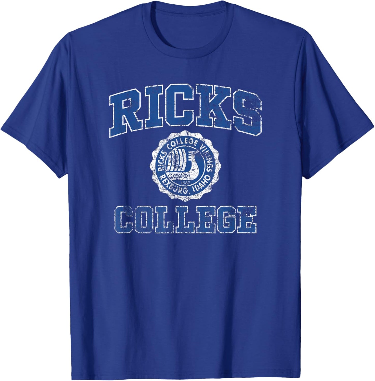 Ricks College Seal Distressed , Small, Black T-Shirt - T-Shirt | Royal