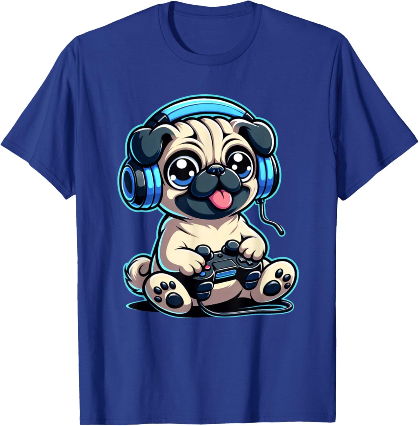 Funny Pug Gamer Dog Gaming Pug Pugs Video Game , Small, Black T-Shirt - T-Shirt | Royal